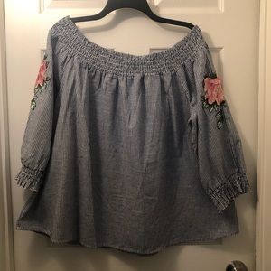 Unique Spectrum• beautiful blouse bl&wht strip 3x